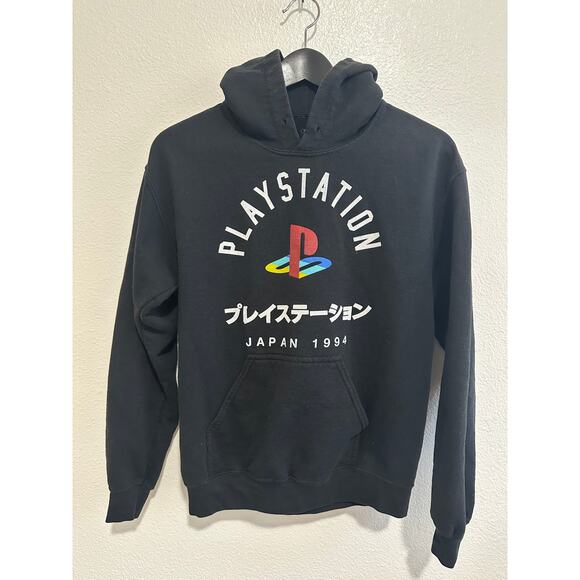Playstation Retro Japan 1994 PS Black Pullover Hoodie Sweatshirt Size Small - Picture 1 of 8